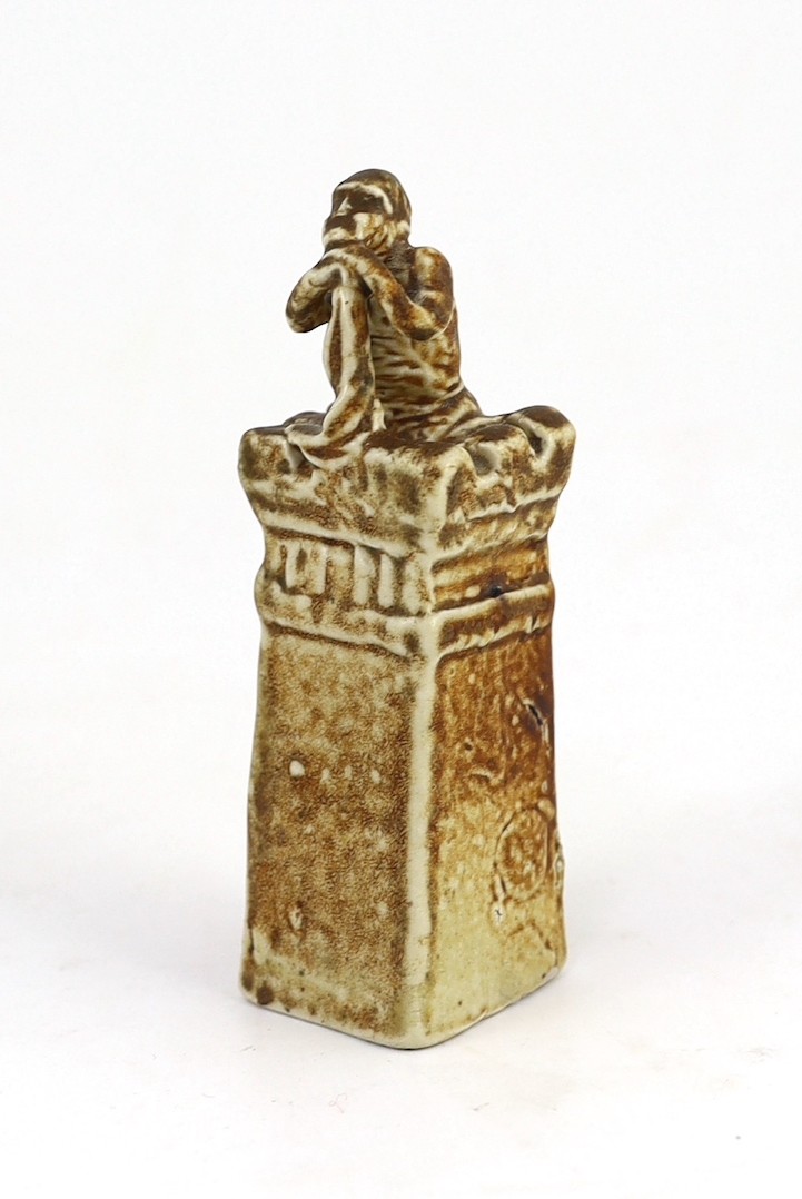 A rare Martin Brothers stoneware rook chess piece, c.1920, 11.5cm high